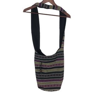 Tribal Print Multicolor Purple Green Woven Crossbody Bag Purse Tote